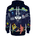 personalized uconn huskies spongebob patrick star blue navy hoodie best selling