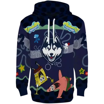 personalized uconn huskies spongebob patrick star blue navy hoodie best selling