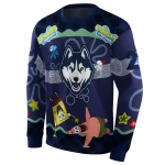 personalized uconn huskies spongebob patrick star blue navy hoodie best selling