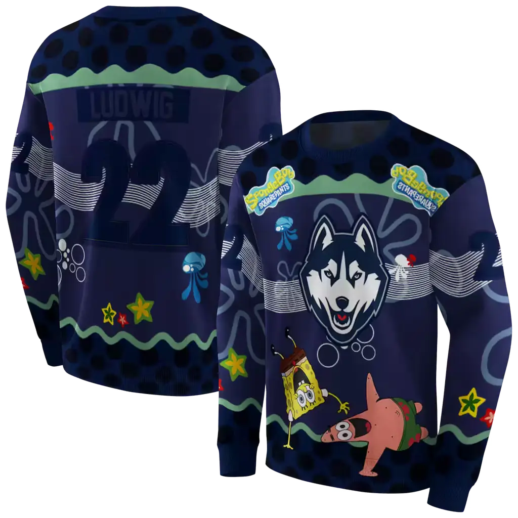 personalized uconn huskies spongebob patrick star blue navy hoodie premium grade personalized uconn huskies spongebob patrick star blue navy hoodie premium grade