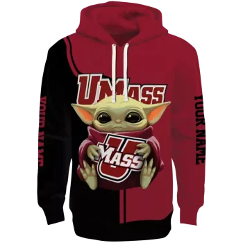 personalized umass minutemen baby yoda red black hoodie best selling