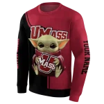 personalized umass minutemen baby yoda red black hoodie best selling