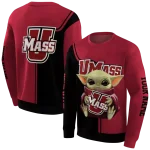 personalized umass minutemen baby yoda red black hoodie best selling