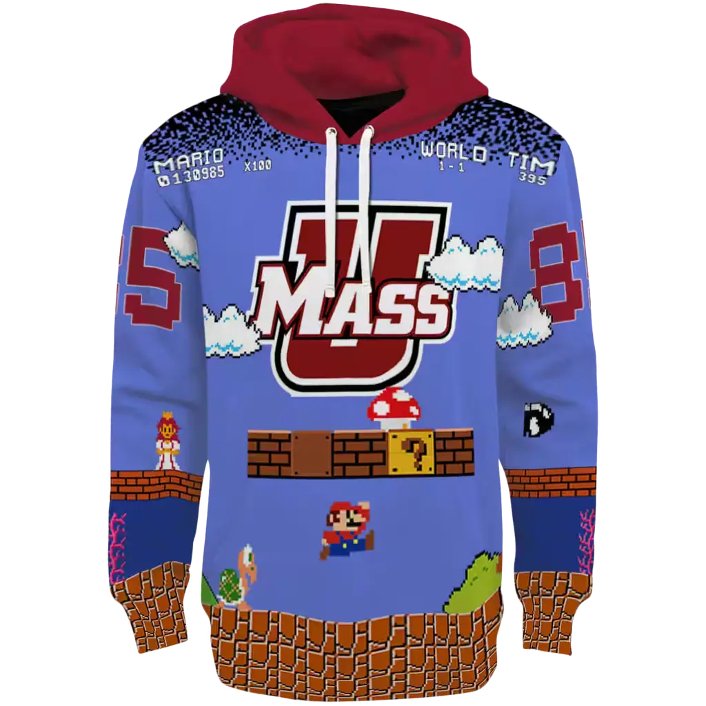 personalized umass minutemen mario blue black hoodie best selling personalized umass minutemen mario blue black hoodie best selling