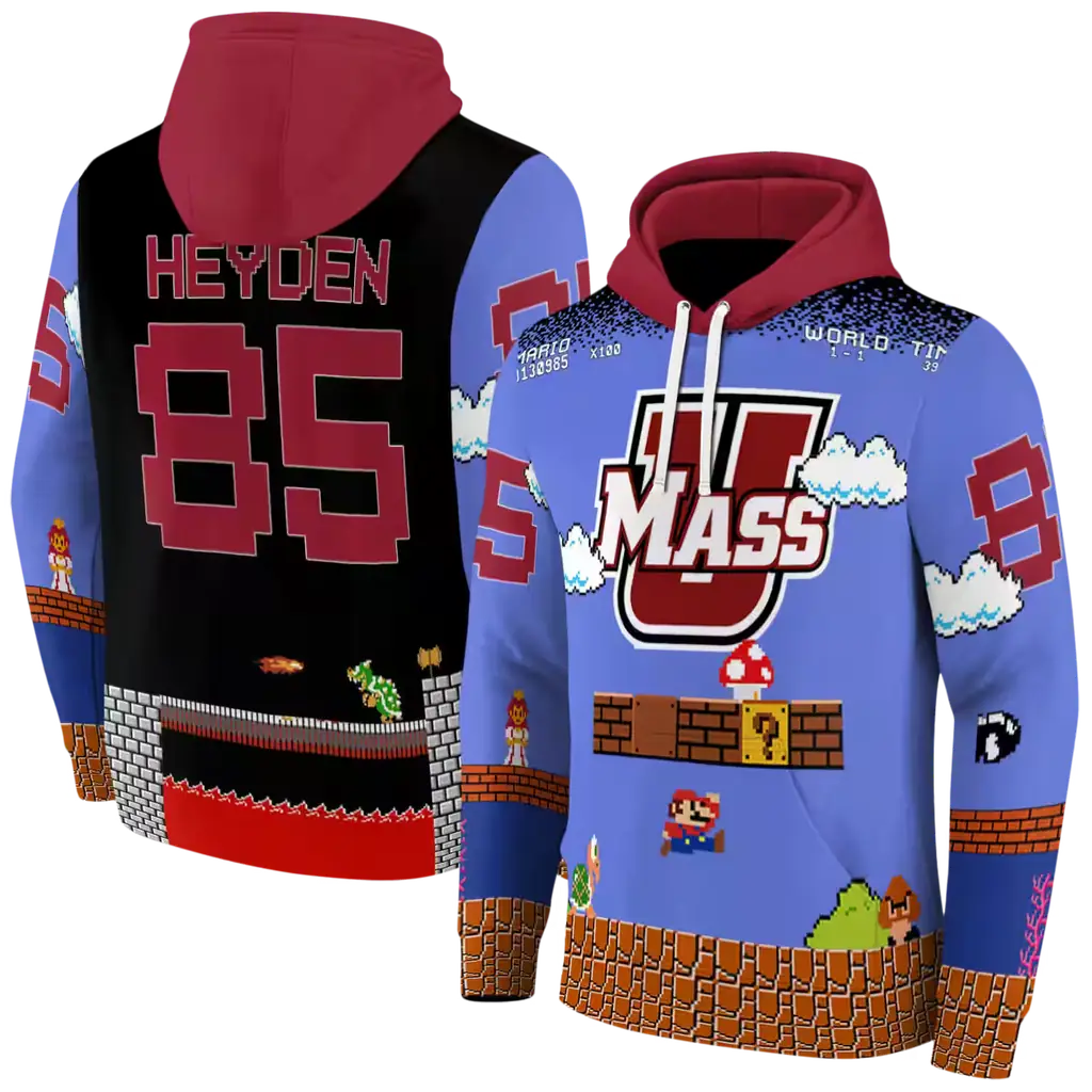 personalized umass minutemen mario blue black hoodie fashion forward personalized umass minutemen mario blue black hoodie fashion forward