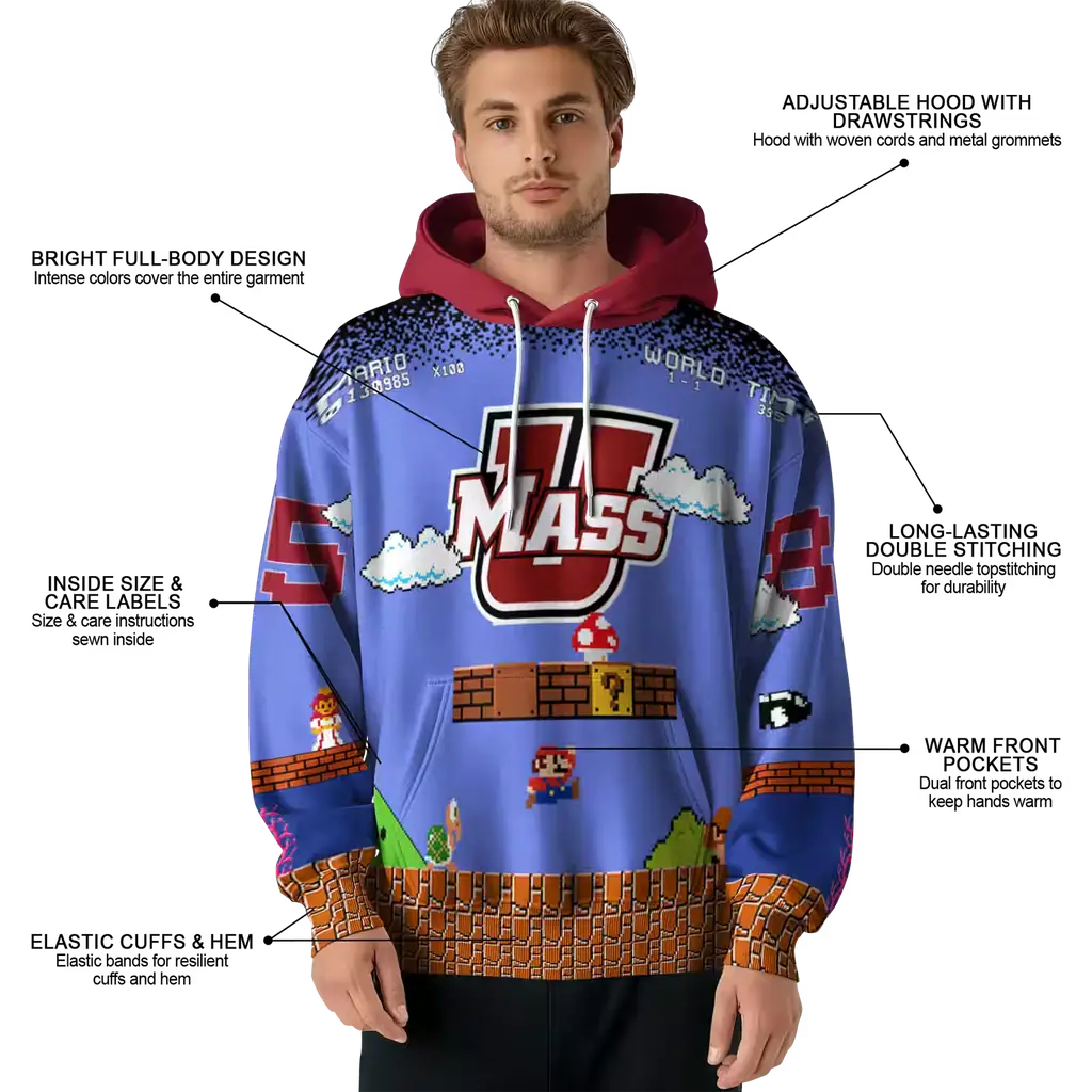 personalized umass minutemen mario blue black hoodie latest model personalized umass minutemen mario blue black hoodie latest model