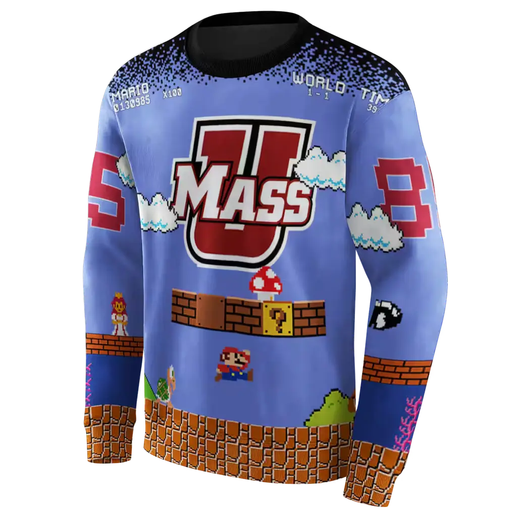 personalized umass minutemen mario blue black hoodie new arrival personalized umass minutemen mario blue black hoodie new arrival