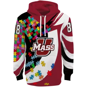 personalized umass minutemen puzzle pieces red hoodie best selling