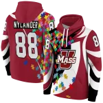 personalized umass minutemen puzzle pieces red hoodie best selling