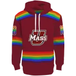 personalized umass minutemen rainbow stripes red hoodie best selling