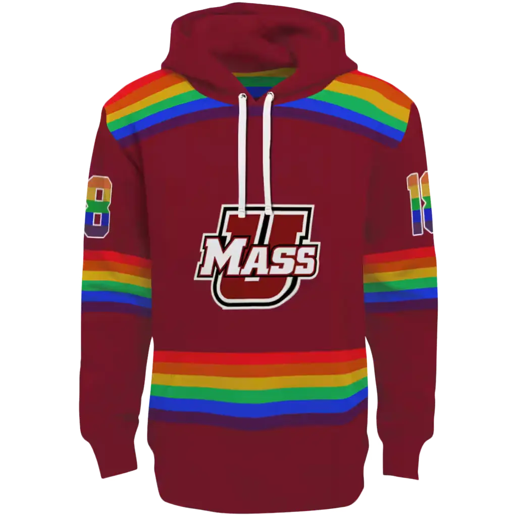 personalized umass minutemen rainbow stripes red hoodie best selling personalized umass minutemen rainbow stripes red hoodie best selling