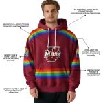 personalized umass minutemen rainbow stripes red hoodie best selling