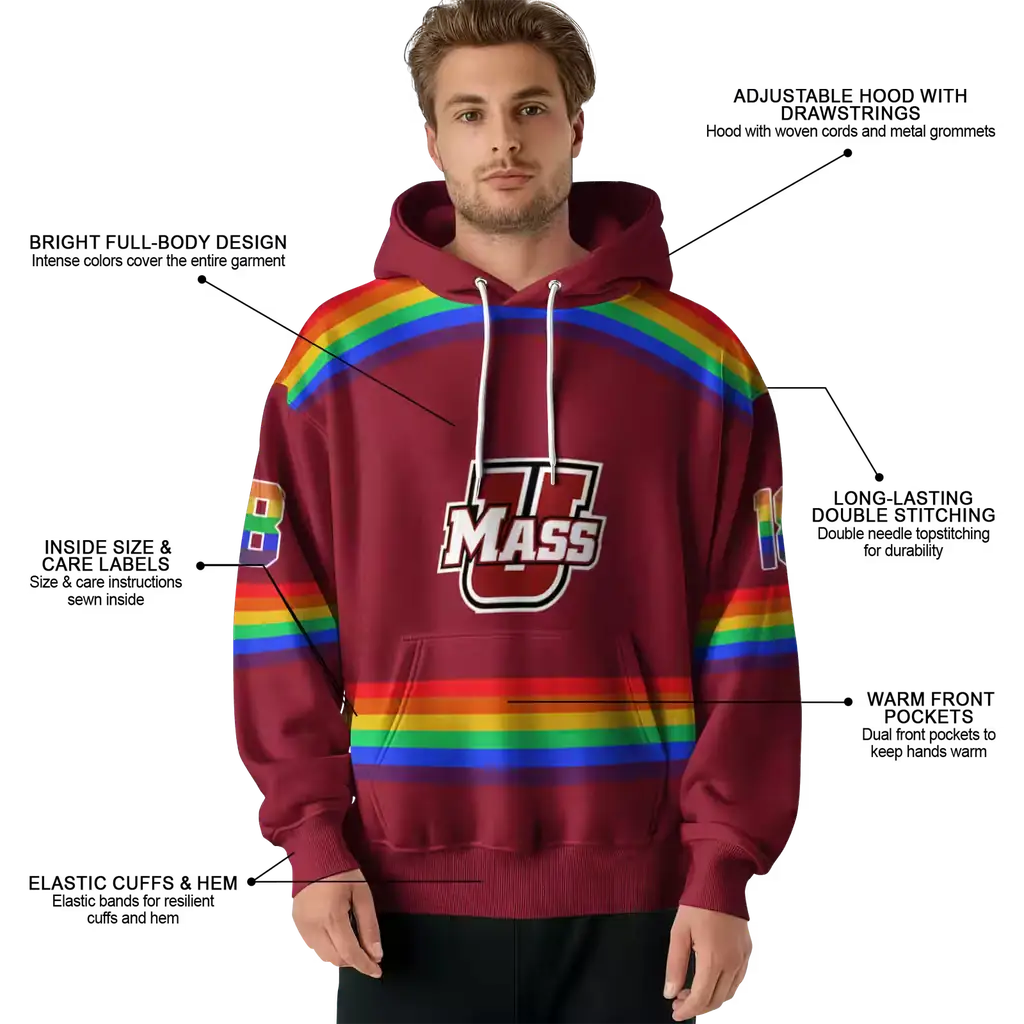 personalized umass minutemen rainbow stripes red hoodie latest model personalized umass minutemen rainbow stripes red hoodie latest model