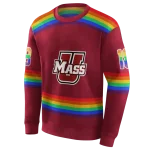 personalized umass minutemen rainbow stripes red hoodie best selling
