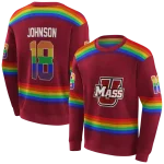 personalized umass minutemen rainbow stripes red hoodie best selling