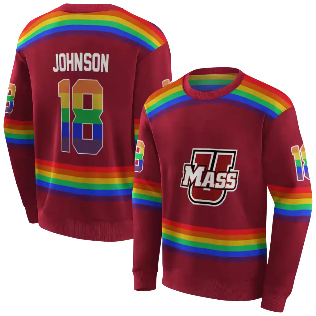 personalized umass minutemen rainbow stripes red hoodie premium grade personalized umass minutemen rainbow stripes red hoodie premium grade