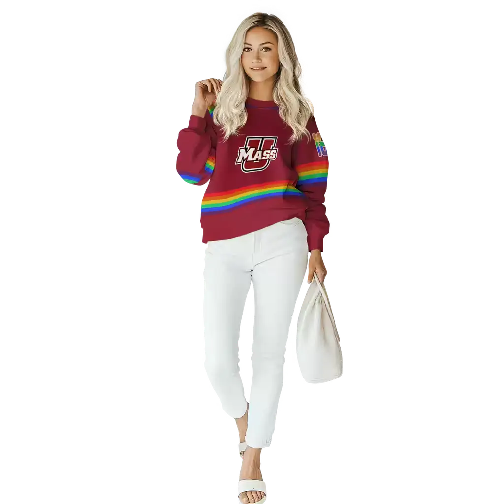 personalized umass minutemen rainbow stripes red hoodie trendy personalized umass minutemen rainbow stripes red hoodie trendy