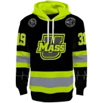 personalized umass minutemen safety motif black neon green hoodie best selling