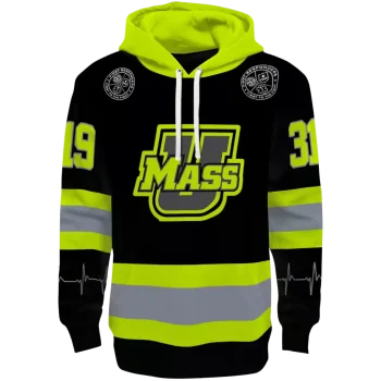 personalized umass minutemen safety motif black neon green hoodie best selling
