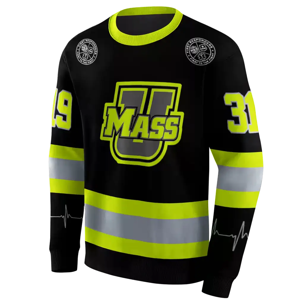 personalized umass minutemen safety motif black neon green hoodie new arrival personalized umass minutemen safety motif black neon green hoodie new arrival