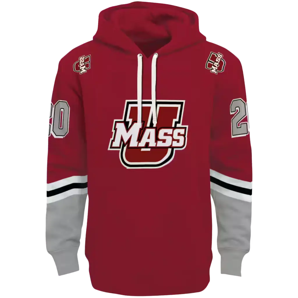personalized umass minutemen striped sleeves red hoodie best selling personalized umass minutemen striped sleeves red hoodie best selling