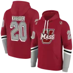 personalized umass minutemen striped sleeves red hoodie best selling