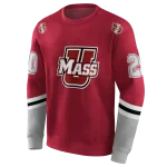 personalized umass minutemen striped sleeves red hoodie best selling