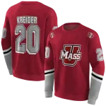 personalized umass minutemen striped sleeves red hoodie best selling