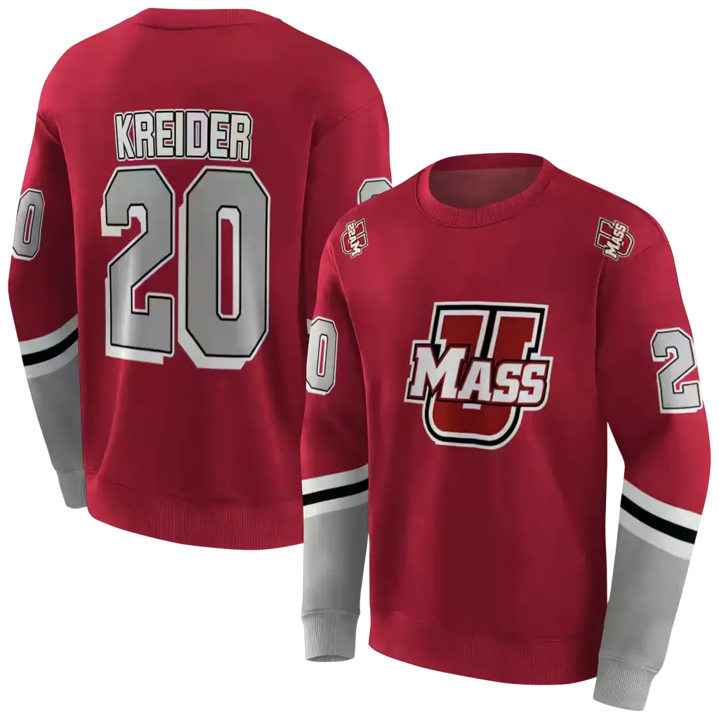 personalized umass minutemen striped sleeves red hoodie premium grade personalized umass minutemen striped sleeves red hoodie premium grade