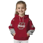 personalized umass minutemen striped sleeves red hoodie best selling