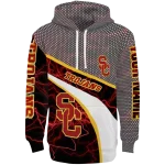 personalized usc trojans hexagonal mesh red black gray hoodie best selling