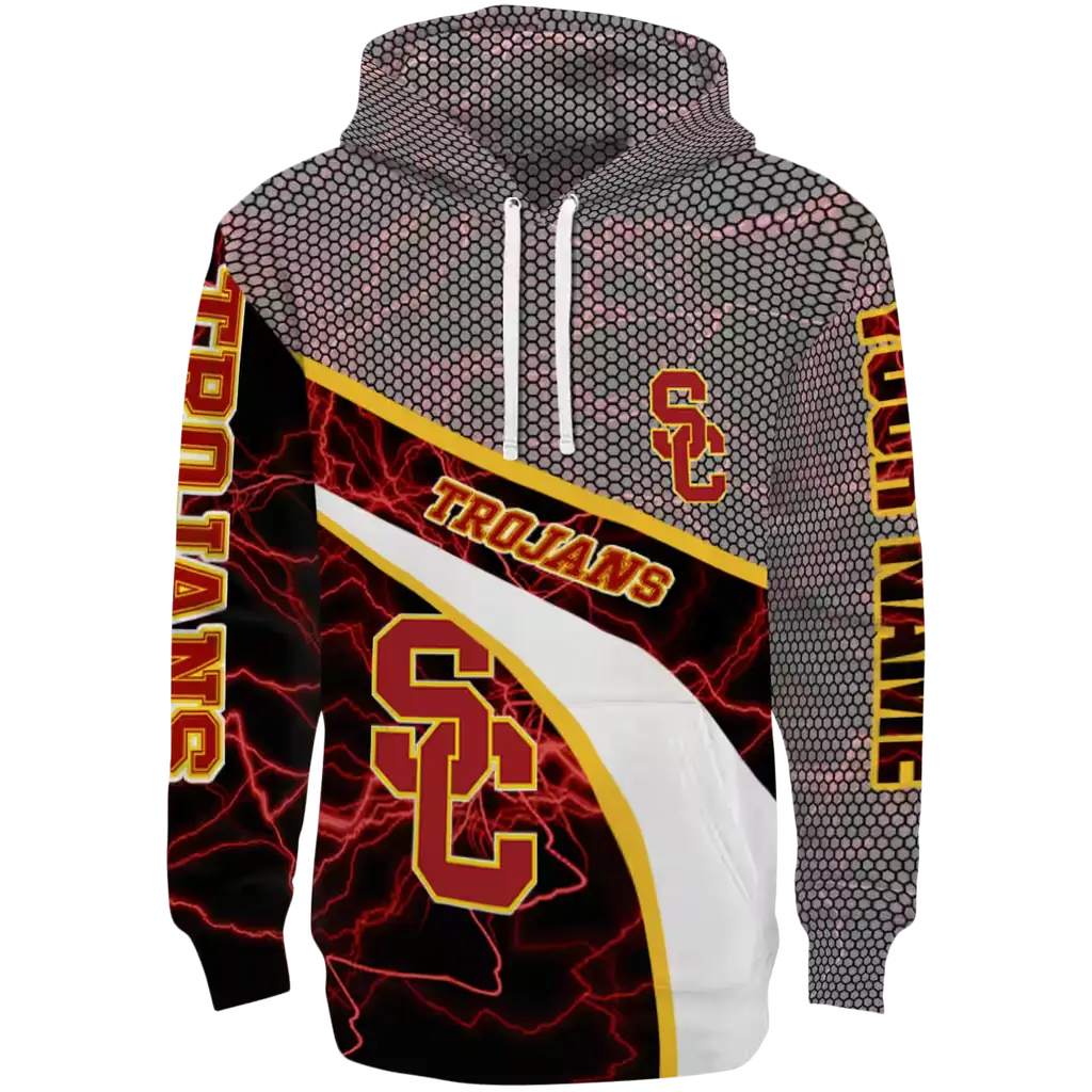 personalized usc trojans hexagonal mesh red black gray hoodie best selling personalized usc trojans hexagonal mesh red black gray hoodie best selling