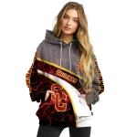 personalized usc trojans hexagonal mesh red black gray hoodie best selling