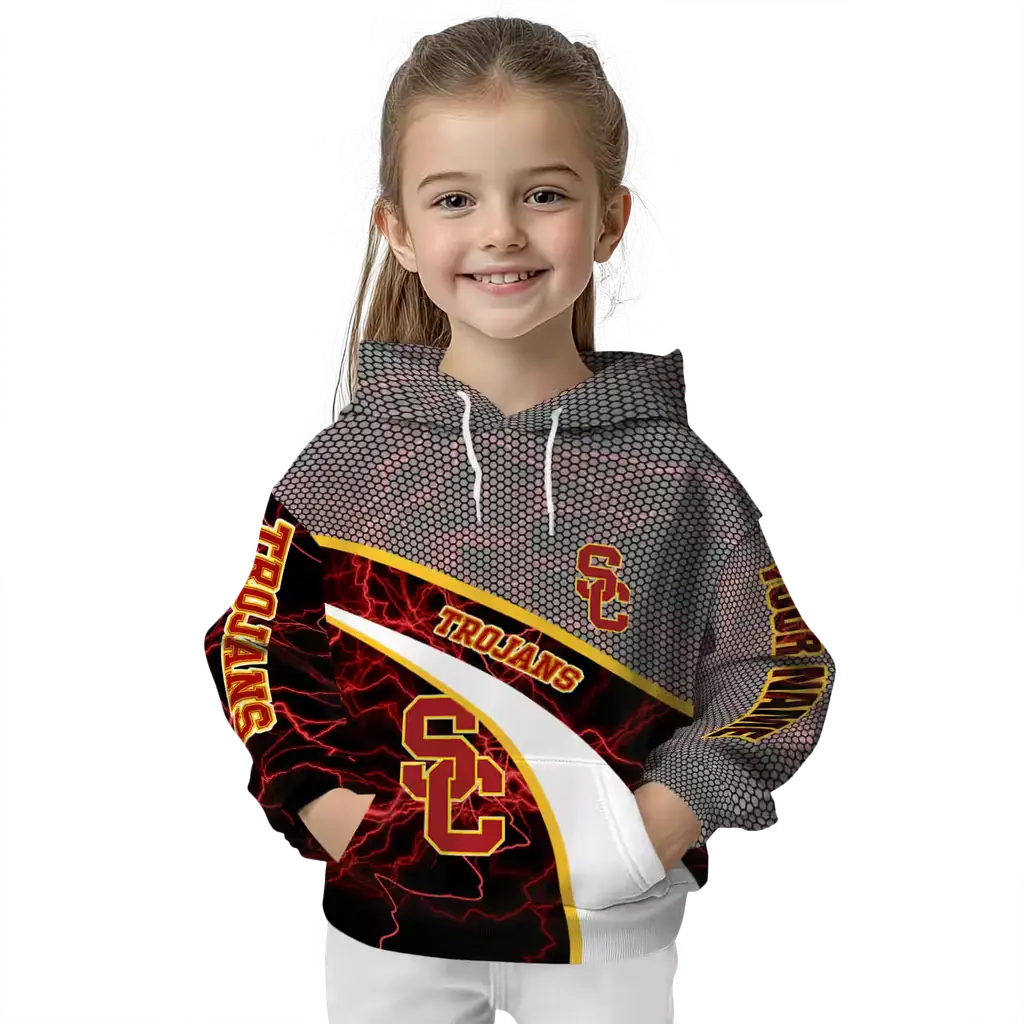 personalized usc trojans hexagonal mesh red black gray hoodie top rated personalized usc trojans hexagonal mesh red black gray hoodie top rated