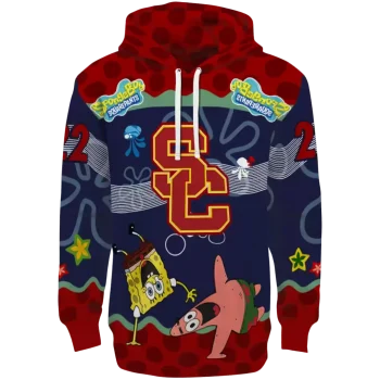personalized usc trojans spongebob patrick star red navy hoodie best selling