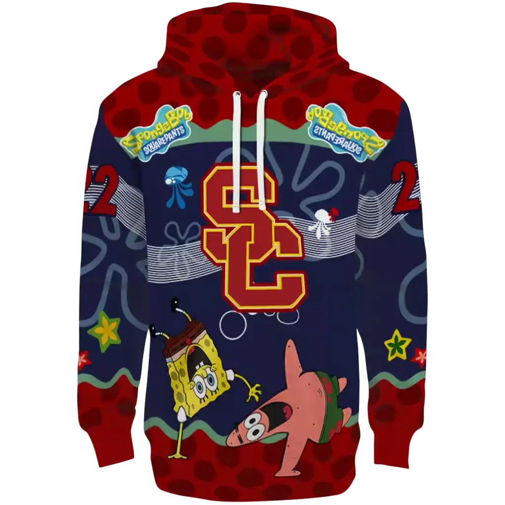 personalized usc trojans spongebob patrick star red navy hoodie best selling personalized usc trojans spongebob patrick star red navy hoodie best selling