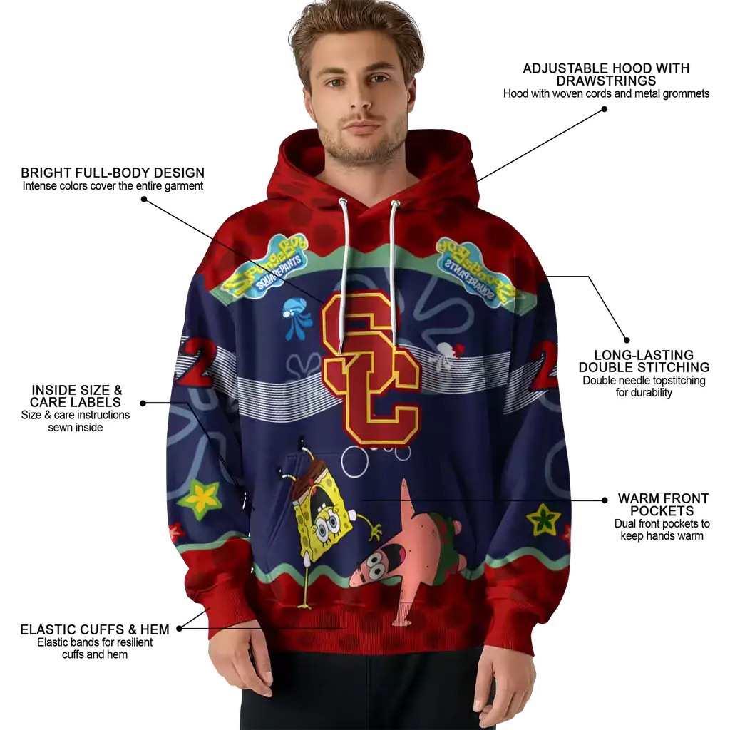 personalized usc trojans spongebob patrick star red navy hoodie latest model personalized usc trojans spongebob patrick star red navy hoodie latest model