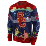 personalized usc trojans spongebob patrick star red navy hoodie best selling