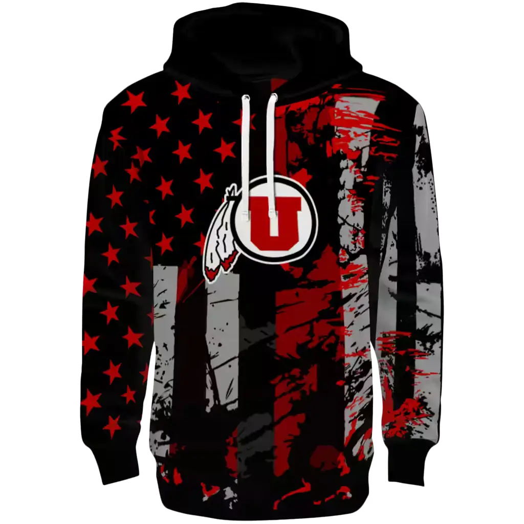 personalized utah utes distressed flag red black hoodie best selling personalized utah utes distressed flag red black hoodie best selling