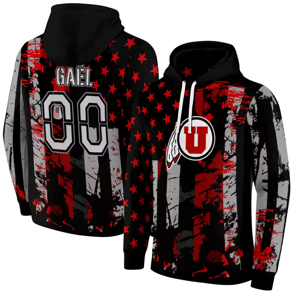 personalized utah utes distressed flag red black hoodie fashion forward personalized utah utes distressed flag red black hoodie fashion forward