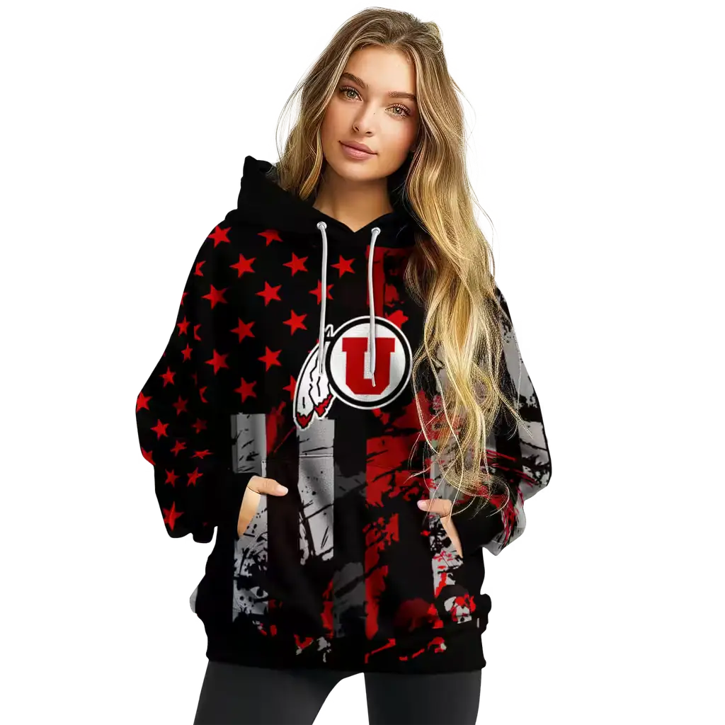personalized utah utes distressed flag red black hoodie high quality personalized utah utes distressed flag red black hoodie high quality