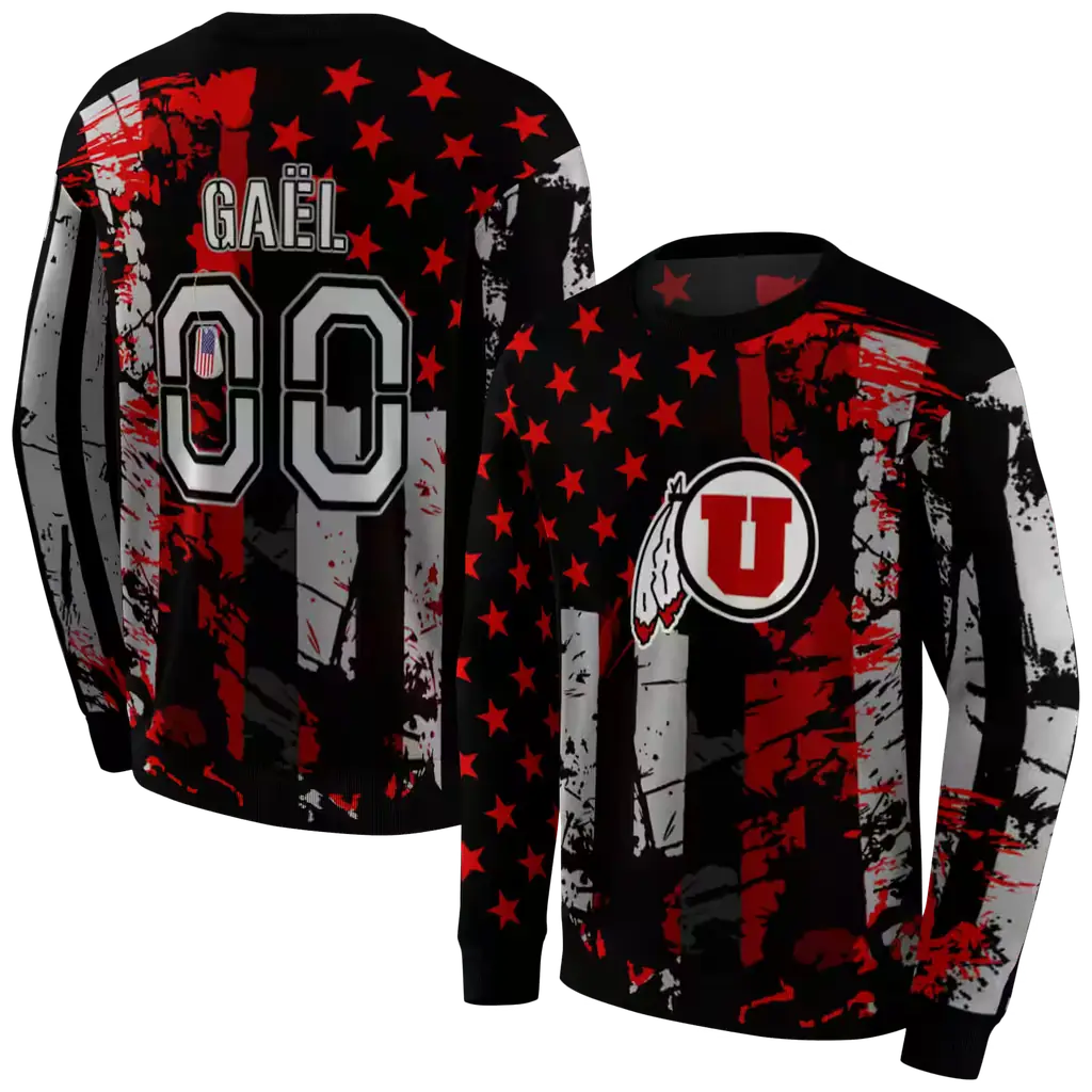personalized utah utes distressed flag red black hoodie premium grade personalized utah utes distressed flag red black hoodie premium grade