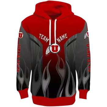 personalized utah utes flame design red hoodie best selling