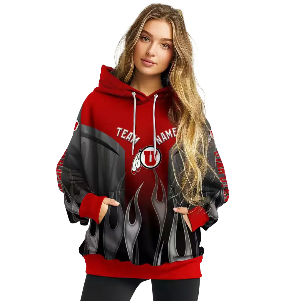 personalized utah utes flame design red hoodie high quality personalized utah utes flame design red hoodie high quality
