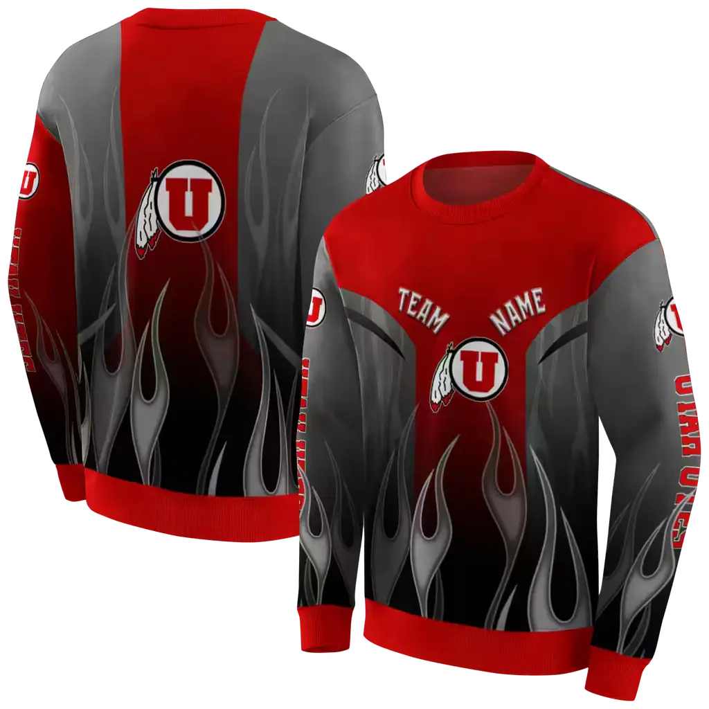 personalized utah utes flame design red hoodie premium grade personalized utah utes flame design red hoodie premium grade