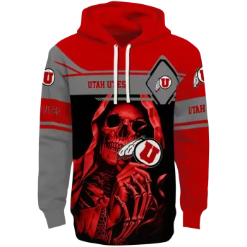 personalized utah utes grim reaper red black hoodie best selling