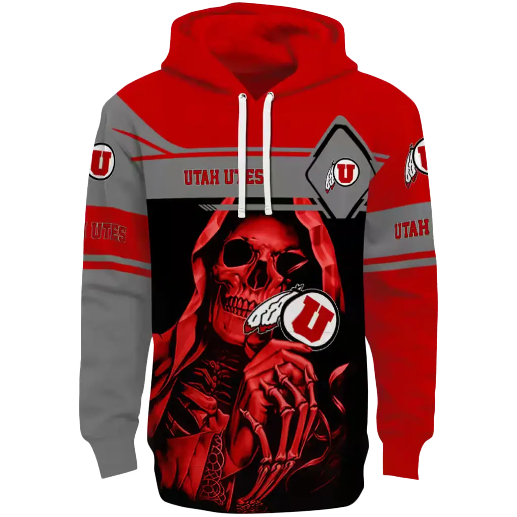 personalized utah utes grim reaper red black hoodie best selling personalized utah utes grim reaper red black hoodie best selling