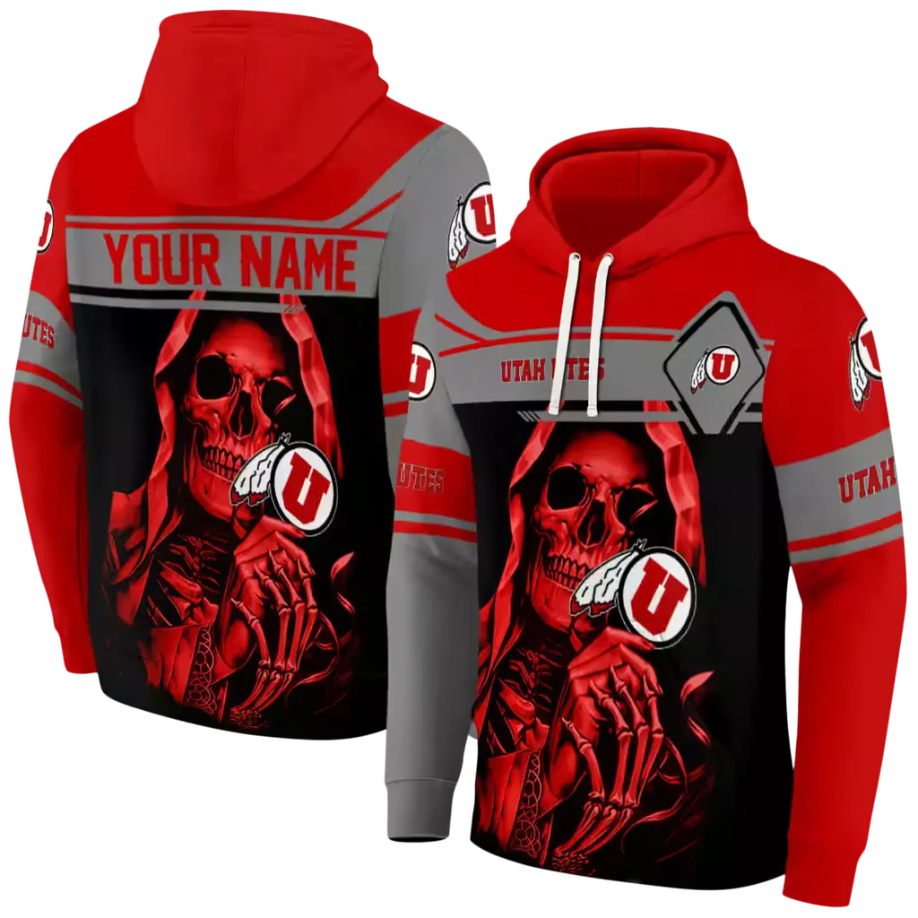 personalized utah utes grim reaper red black hoodie fashion forward personalized utah utes grim reaper red black hoodie fashion forward