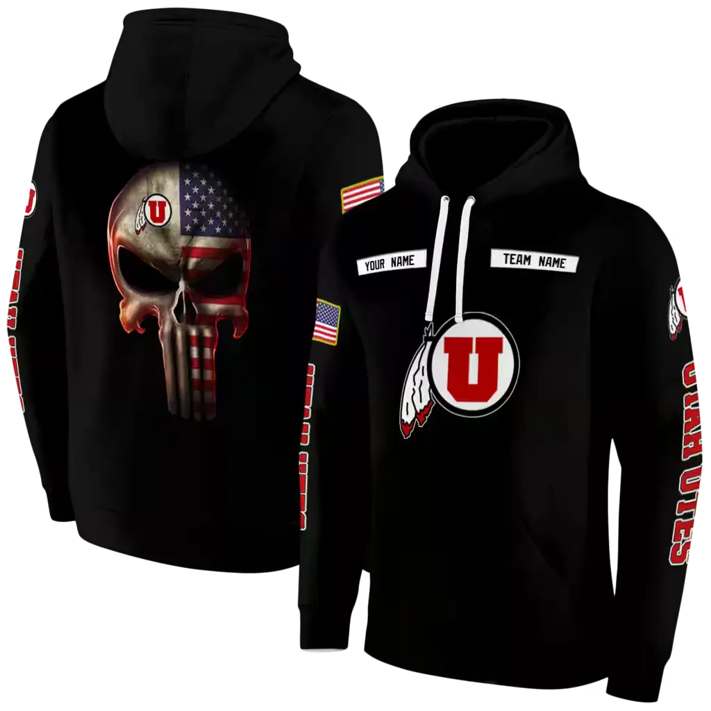 personalized utah utes punisher skull black hoodie fashion forward personalized utah utes punisher skull black hoodie fashion forward