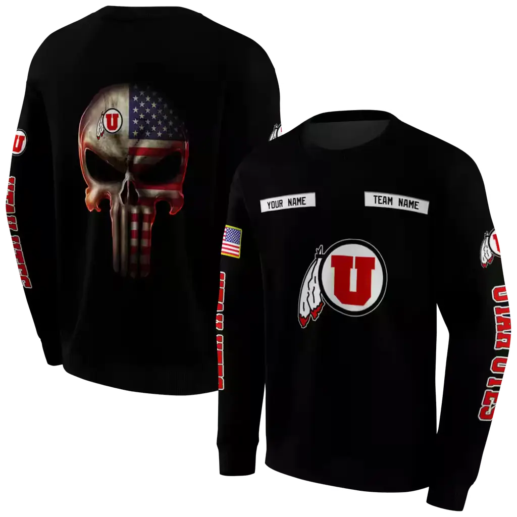personalized utah utes punisher skull black hoodie premium grade personalized utah utes punisher skull black hoodie premium grade